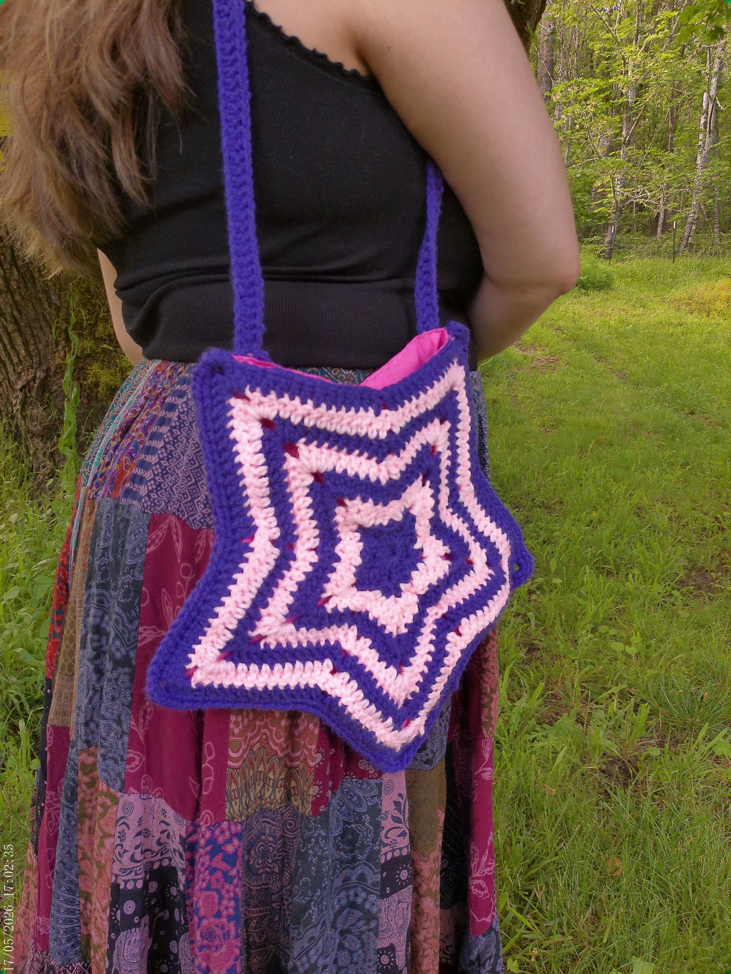 Crochet Star Bag – Pink & Purple