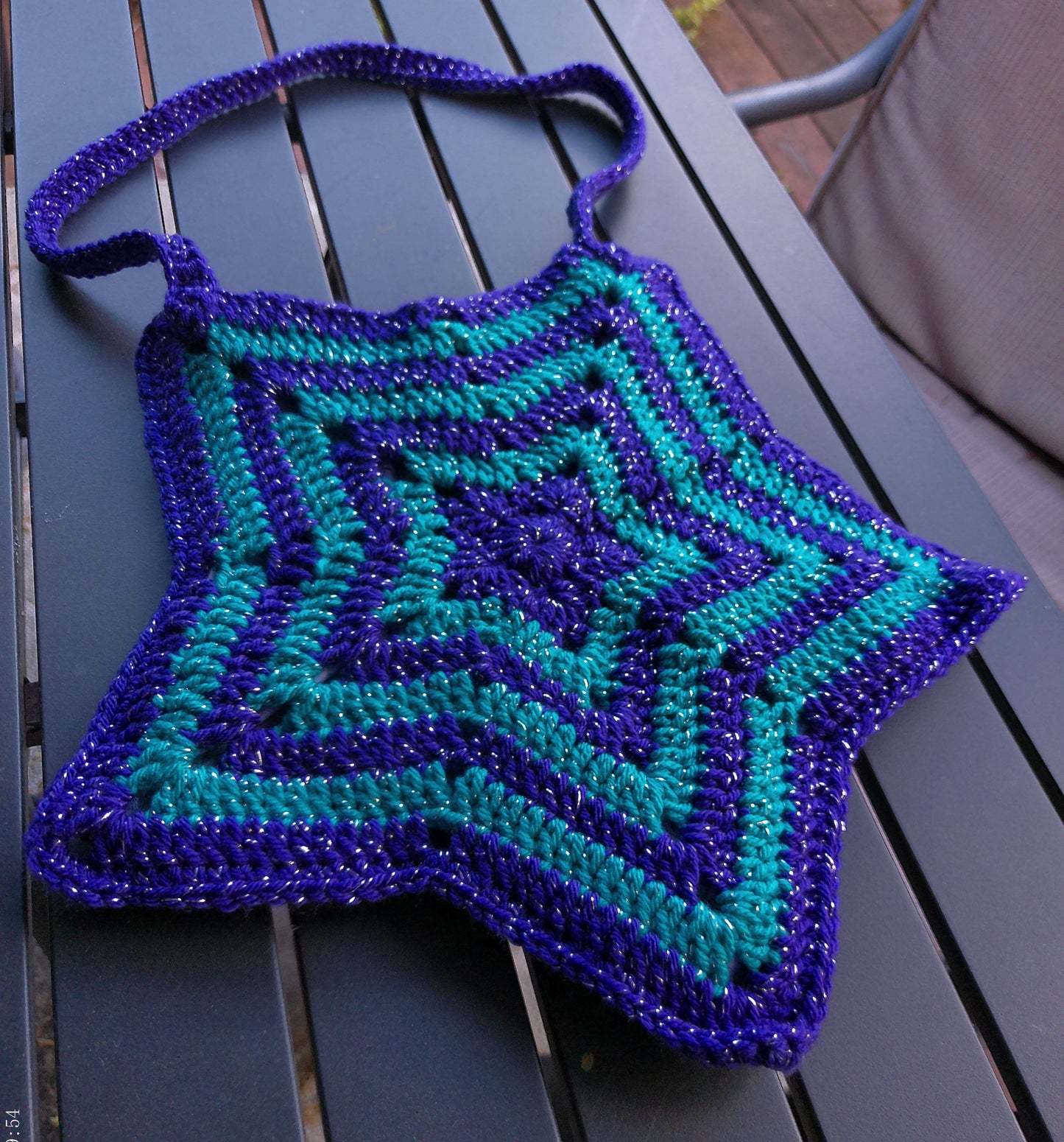 Crochet Sparkly Star Bag – Purple & Blue