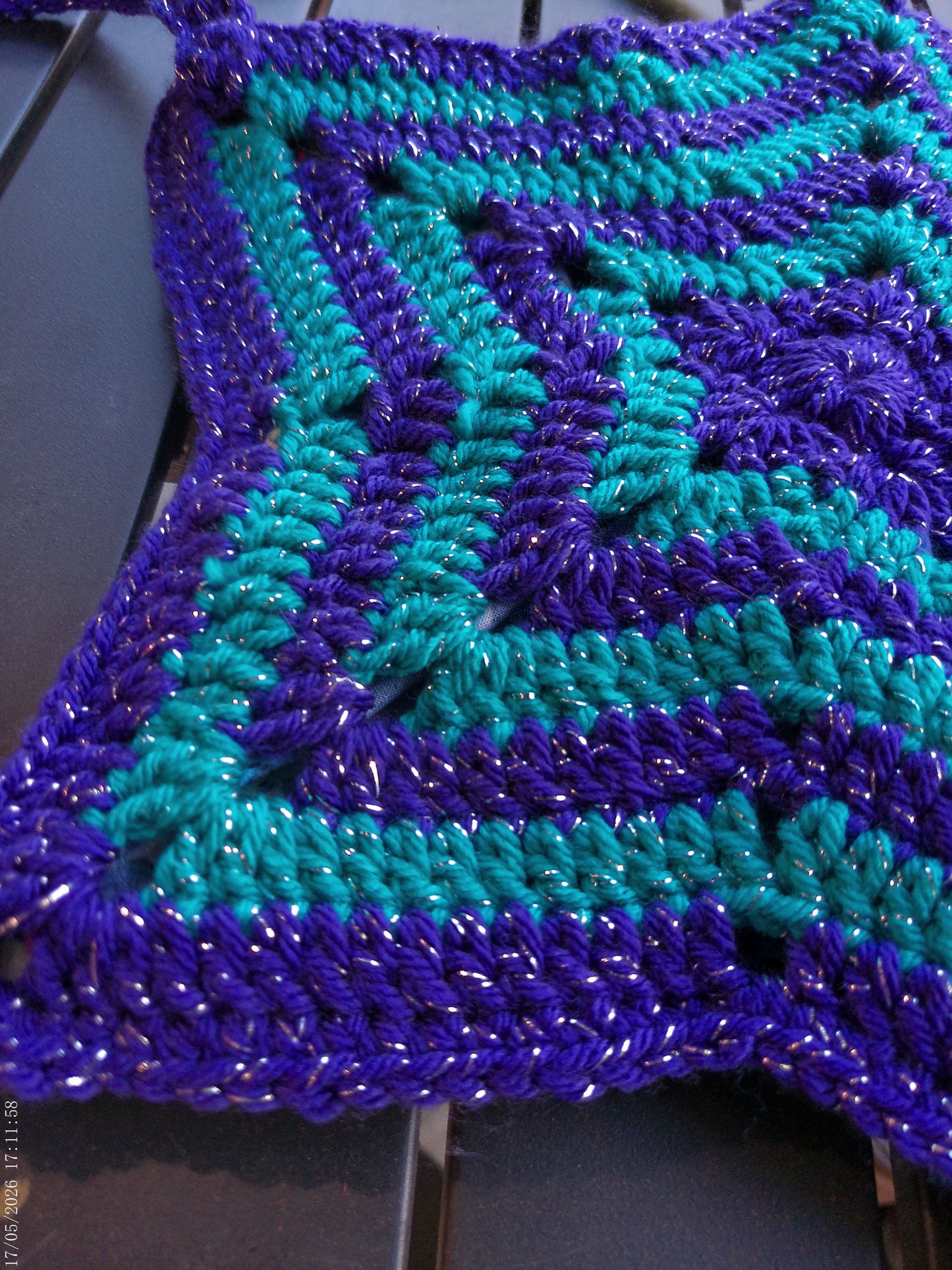 Crochet Sparkly Star Bag – Purple & Blue